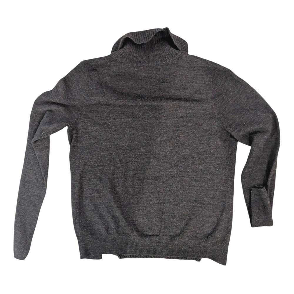 Tahari Charcoal Gray 100% Extrafine Merino Wool Turtleneck Sweater Size‎ L